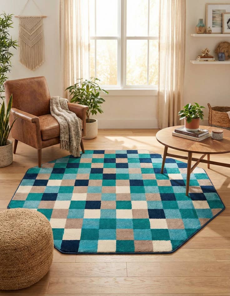 Detail image of 5' 3 x 5' 3 Azalea Octagon Rug