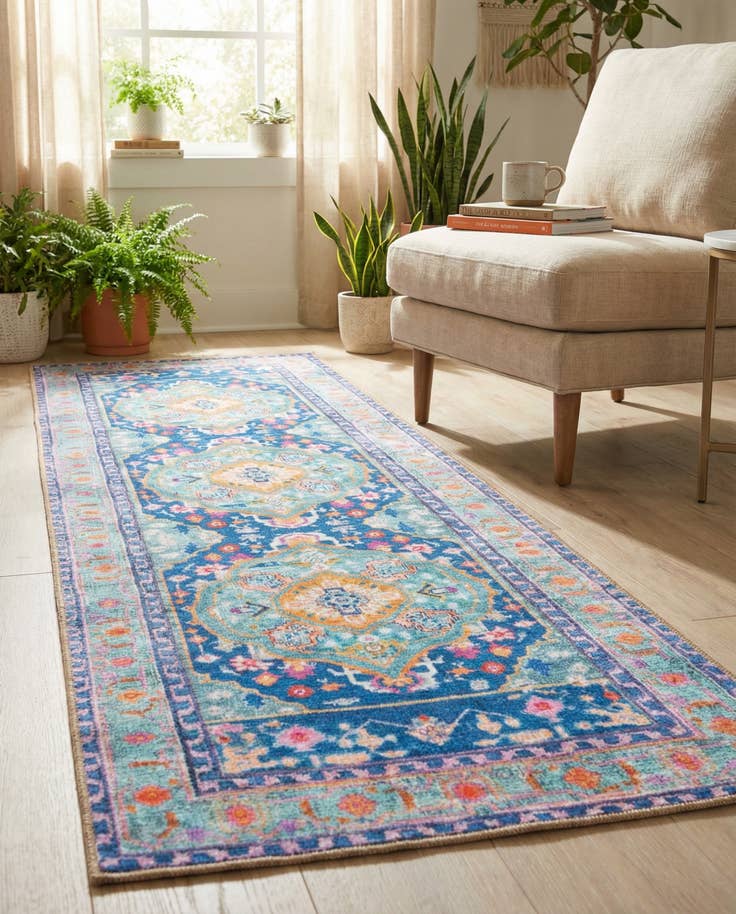 Detail image of 2' 6 x 10' Washable Timeless Runner Rug
