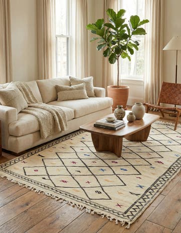 6' 3 x 9' 10 Hand Knotted Moroccan Wool Rug