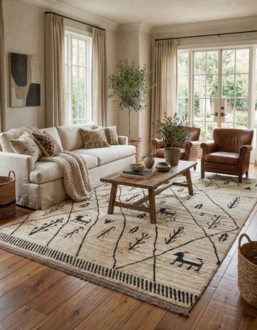 6' 9 x 9' 11 Hand Knotted Moroccan Wool Rug