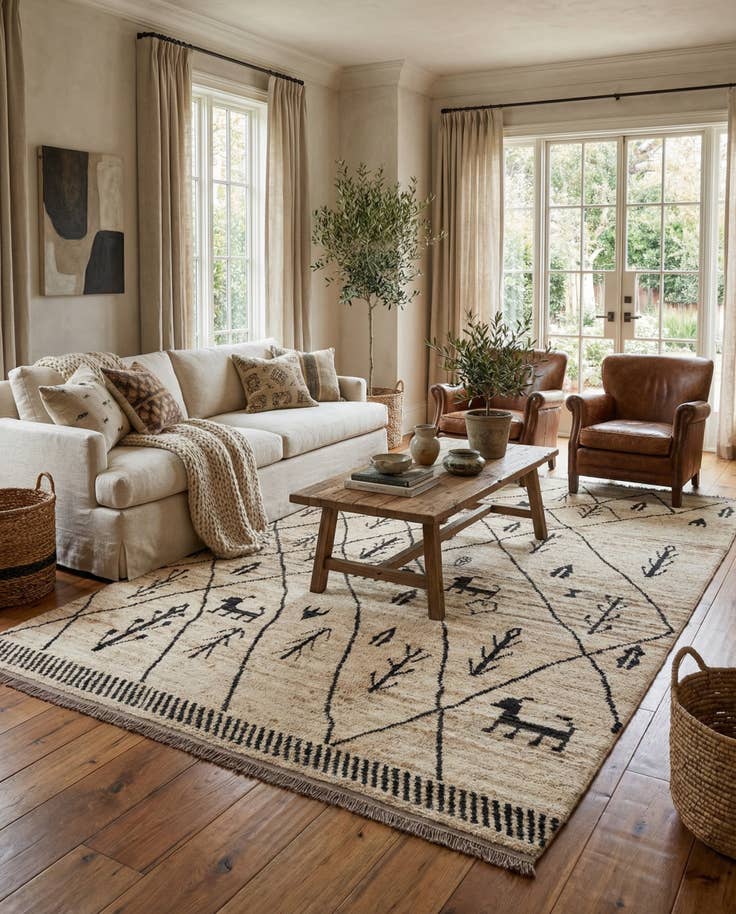 Detail image of 6' 9 x 9' 11 Hand Knotted Moroccan Wool Rug