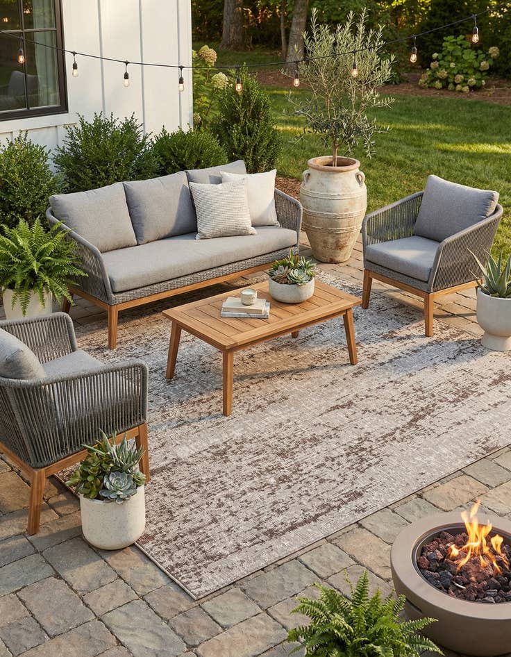 Detail image of 10' x 10'  Washable Modern Indoor / Outdoor Square Rug