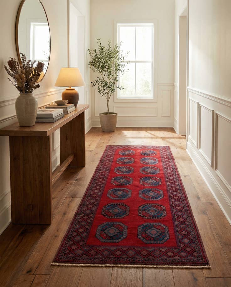 Detail image of 4' 8 x 9' 9 Hand Knotted Moroccan Wool Runner Rug