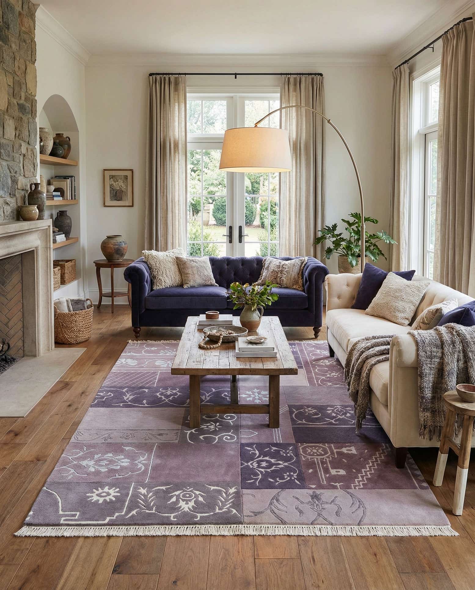 4' 7 x 6' 9 Hand Knotted Darya Wool Rug