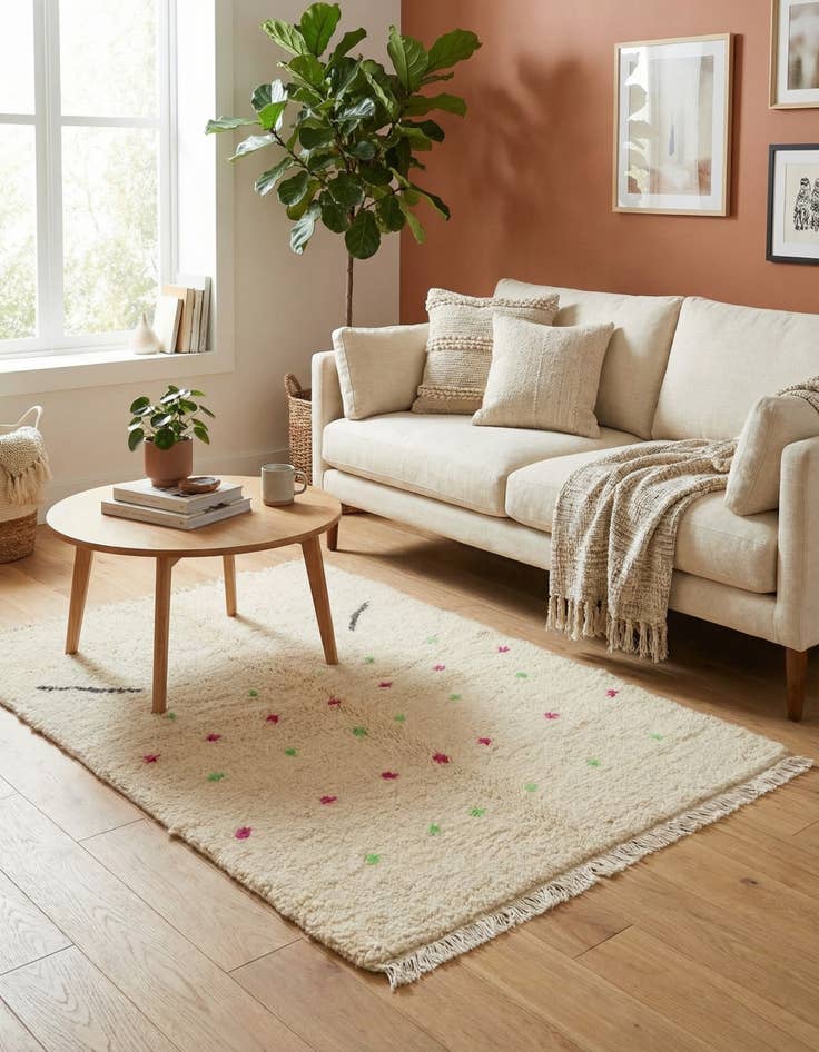 Detail image of 3' 3 x 4' 9  Hand Knotted Moroccan Wool Rug