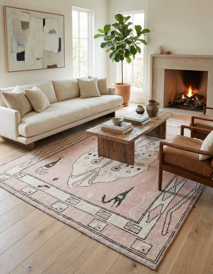 Detail image of  8' 6 x 11' 9  Hand Knotted Moroccan Wool Rug