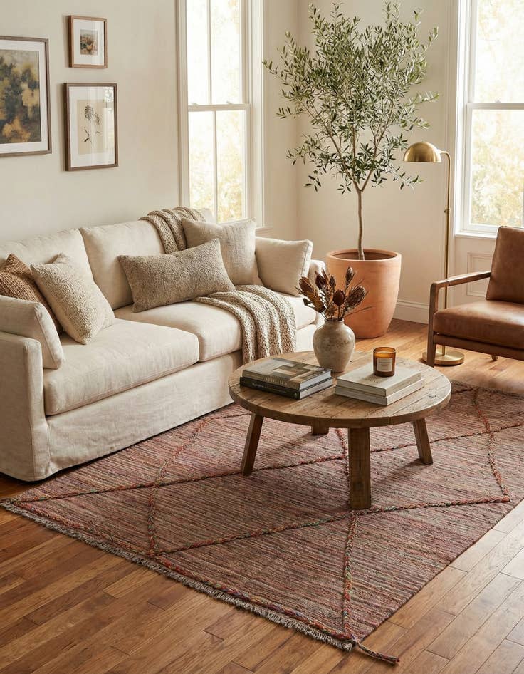 Detail image of 5' 6 x 8'  Hand Knotted Moroccan Wool Rug