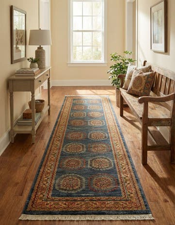 Blue Kashkuli Gabbeh Runner Rug