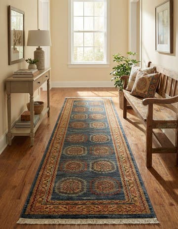 Blue Kashkuli Gabbeh Runner Rug