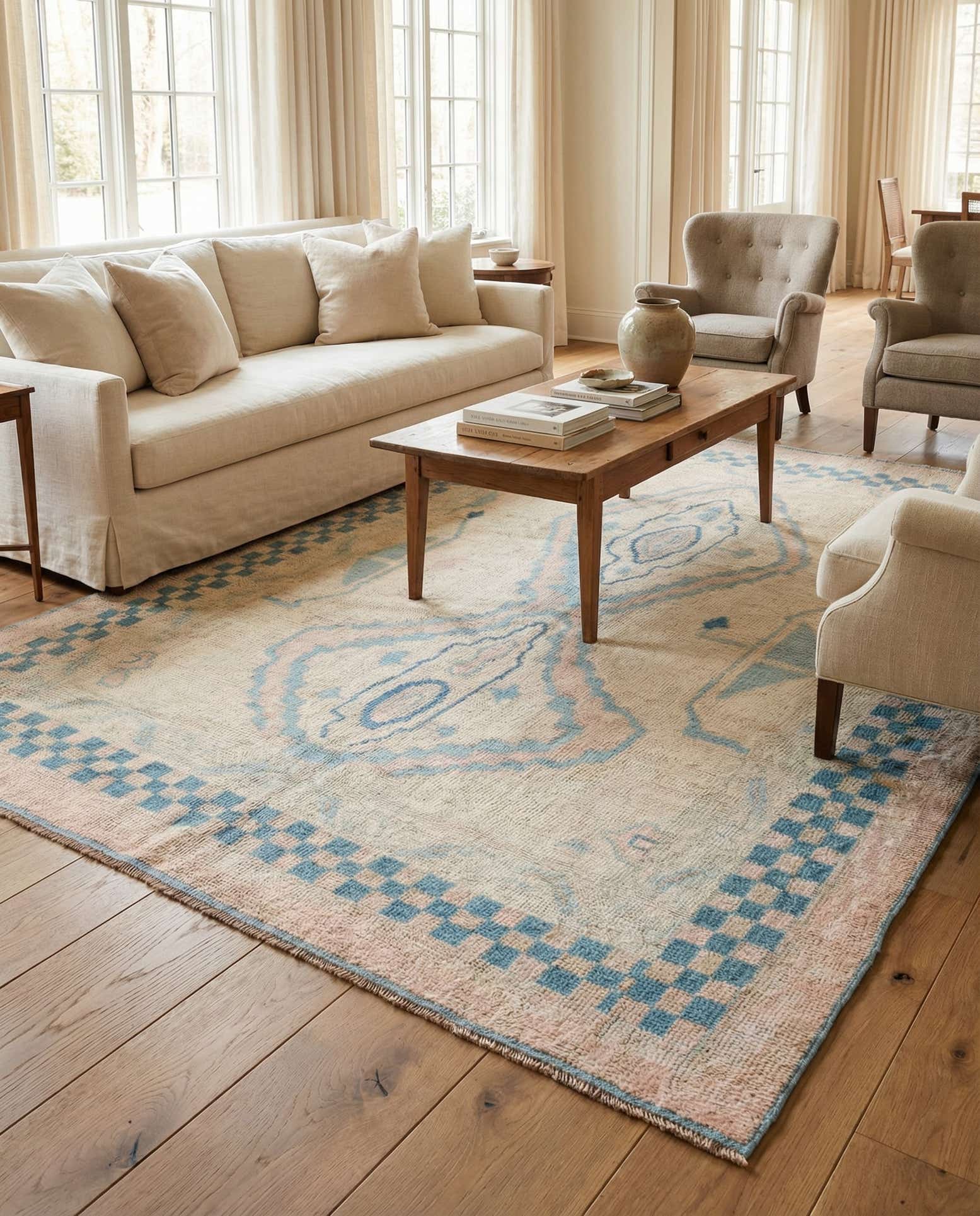 8' x 10' 7 Hand Knotted Oushak Wool Rug