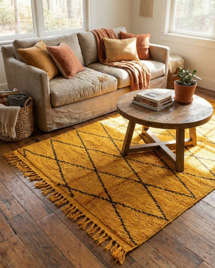 Detail image of 3' 6 x 5' 3 Hand Knotted Moroccan Wool Rug