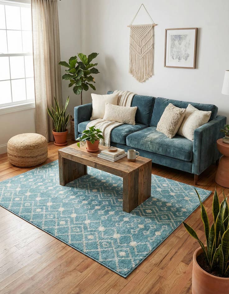 Detail image of  5' 3 x 5' 3 Moroccan Trellis Square Rug