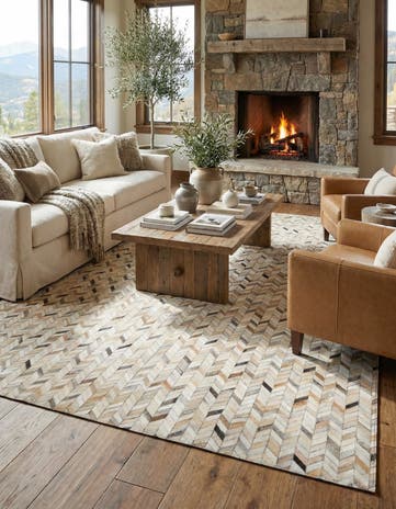 6' 9 x 9' 10 Cowhide Stocks Rug