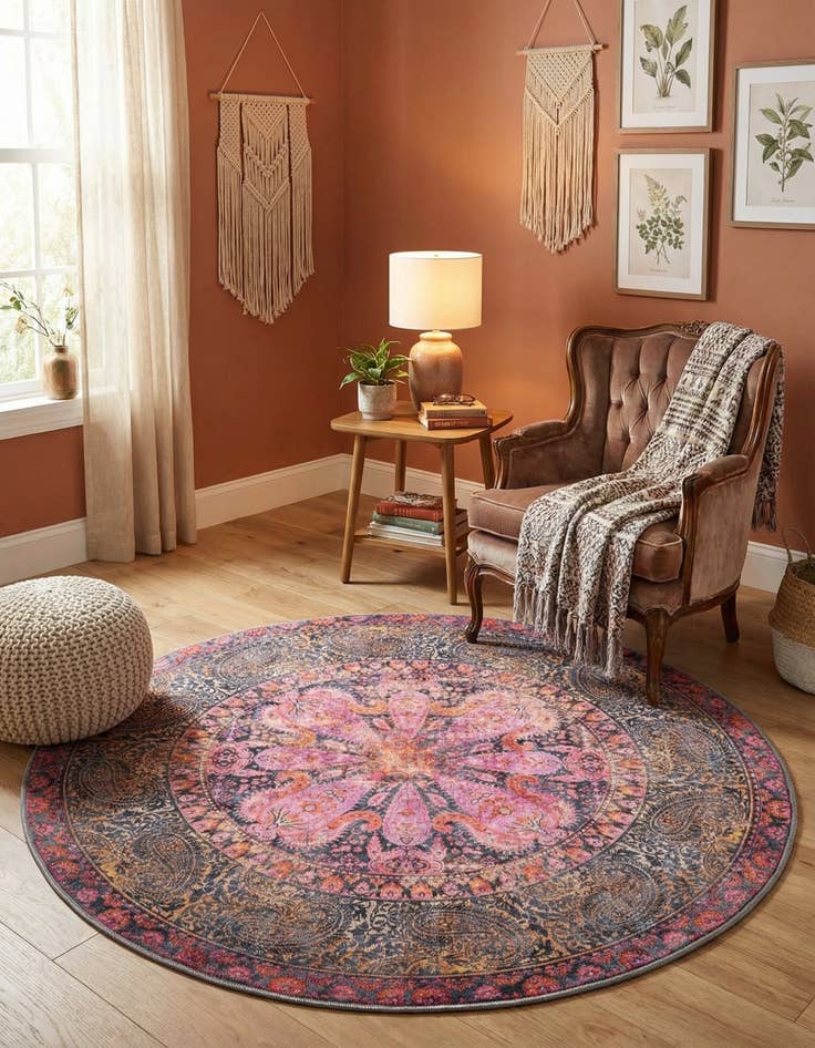 Detail image of 5' 3 x 5' 3  Washable Mangata Round Rug