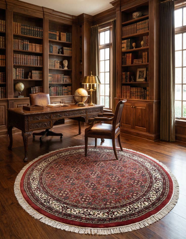 Detail image of 8' 1 x 8' 1  Hand Knotted Farahan Wool Round Rug