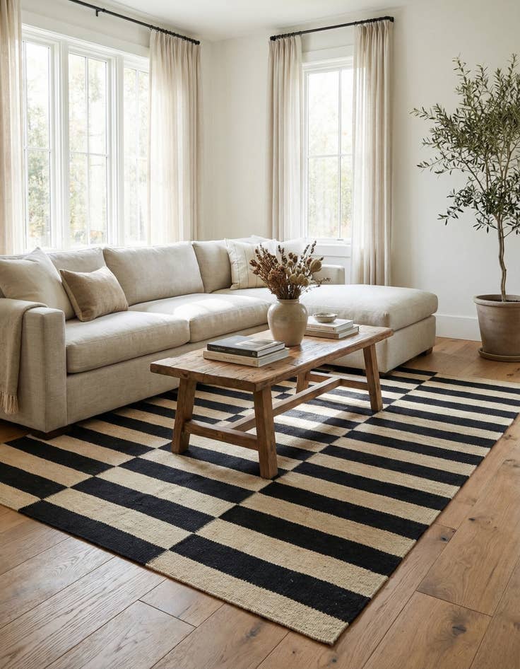 Detail image of 4' 3 x 5' 10  Hand Woven Kilim Modern Wool Rug