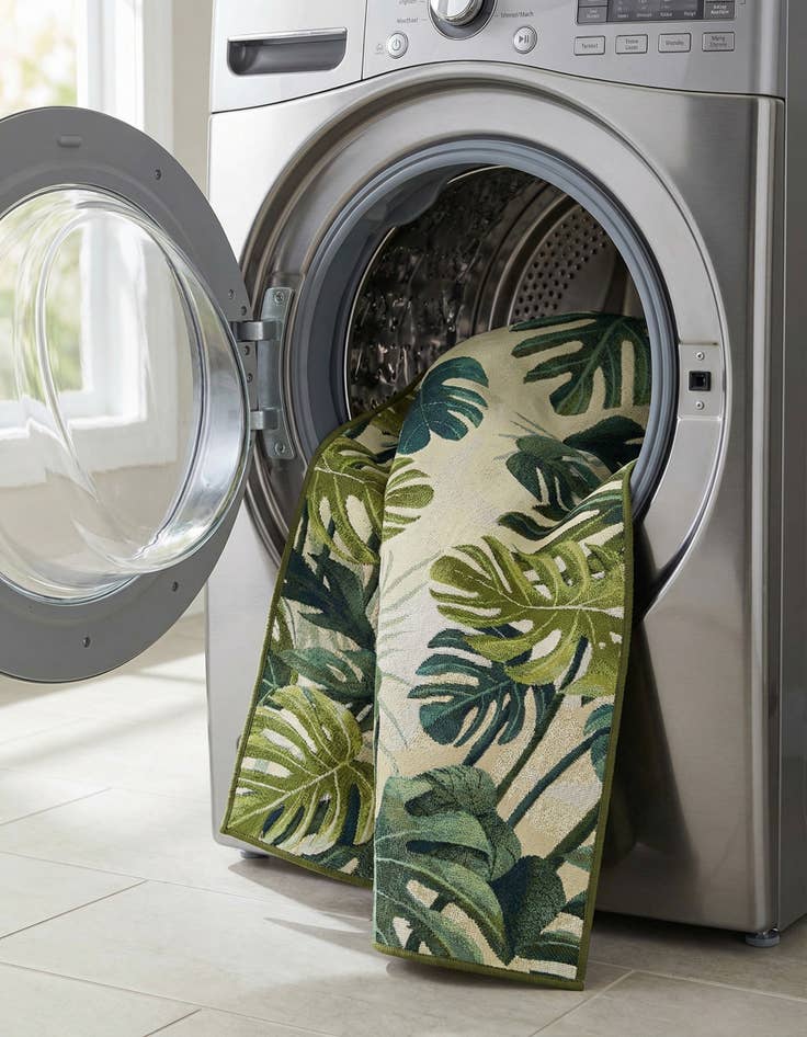 Detail image of 2' 7 x 12'  Washable Botanical Indoor / Outdoor Runner Rug