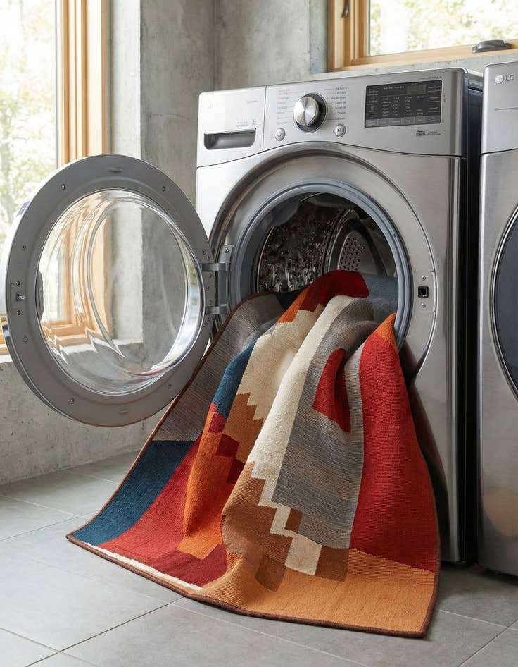 Detail image of  5' x 7'  Washable Modern Indoor / Outdoor Rug