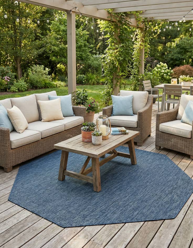 Detail image of 7' 10 x 7' 10  Washable Solid Indoor / Outdoor Octagon Rug