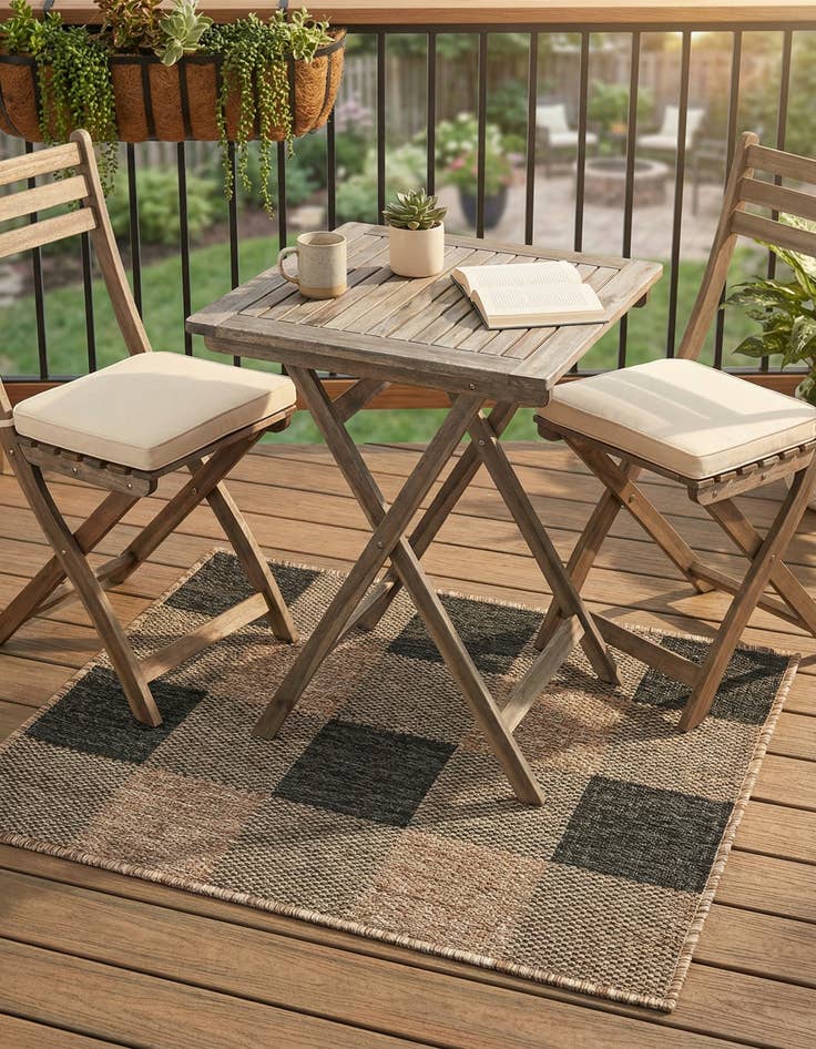 Detail image of 2' x 3'  Washable Checkered Indoor / Outdoor Rug