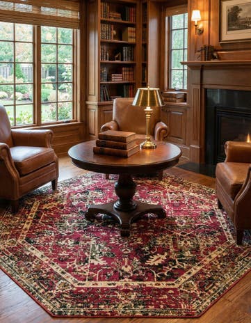 Burgundy Saturn Octagon Rug