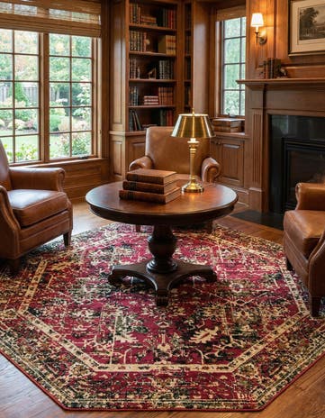 Burgundy Saturn Octagon Rug