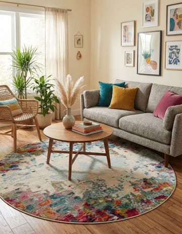 6' x 6' Washable Theia Round Rug