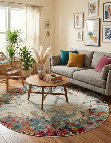 6' x 6' Washable Theia Round Rug