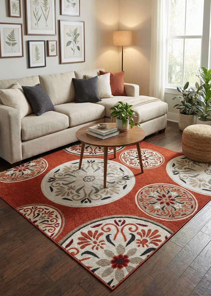 7' 10 x 7' 10 Easy-Clean Modern Indoor / Outdoor Square Rug