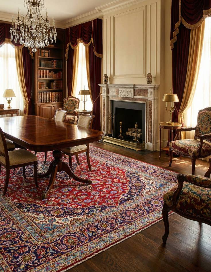 Detail image of  9' 7 x 13' 4  Hand Knotted Kashan Persian Wool Rug