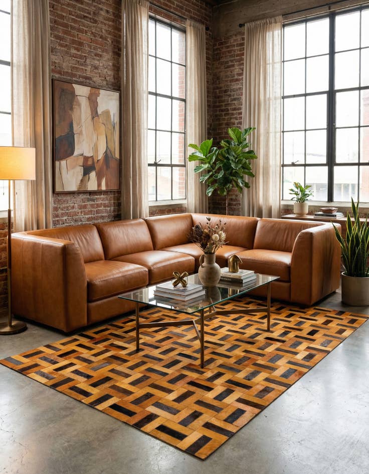 Detail image of  5' x 7' 11 Cowhide - Patchwork Rug