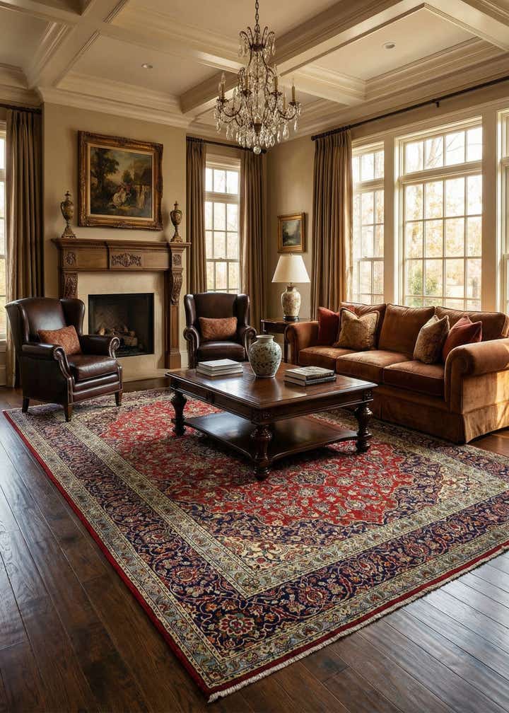 9' 6 x 13' 1 Hand Knotted Kashan Persian Wool Rug