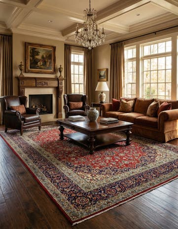 9' 6 x 13' 1 Hand Knotted Kashan Persian Wool Rug