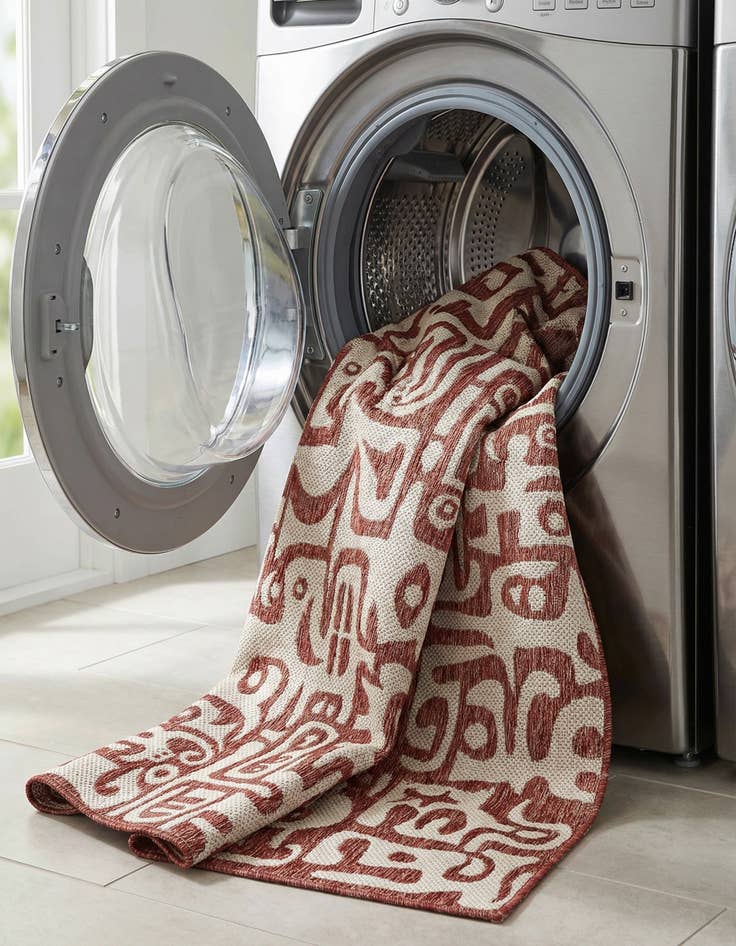 Detail image of 4' x 6'  Washable Modern Indoor / Outdoor Rug