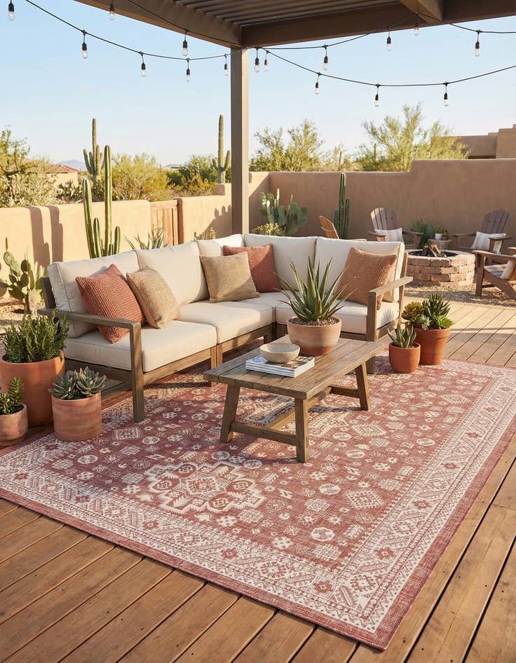 Detail image of  10' x 14'  Washable Aztec Indoor / Outdoor Rug