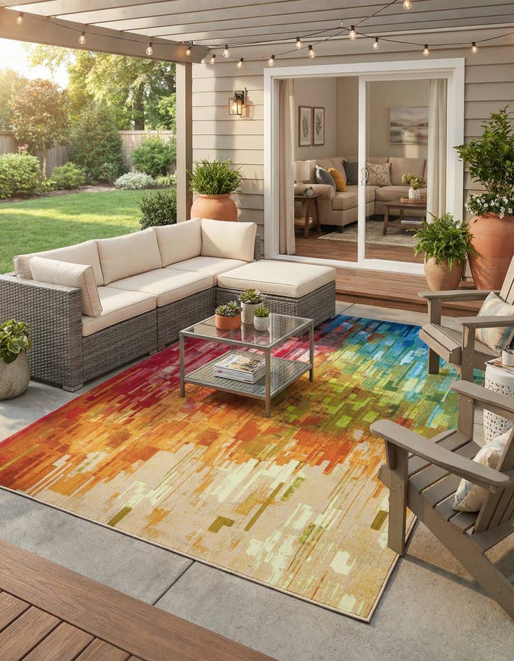 Detail image of 10' x 13'  Washable Modern Indoor / Outdoor Rug