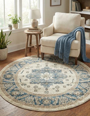Cream Viola Round Rug