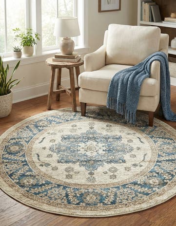 Cream Viola Round Rug