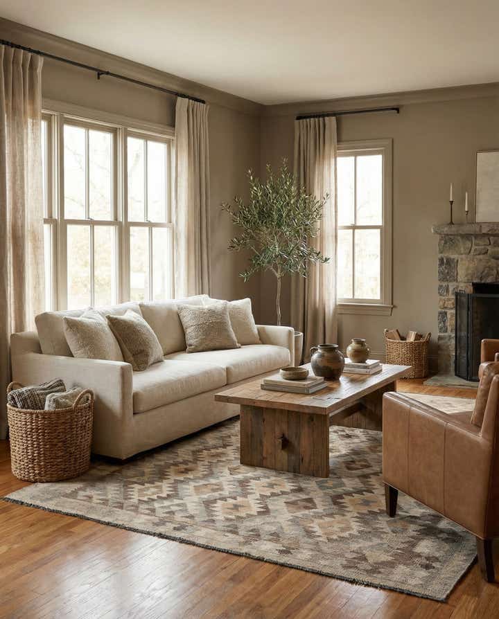 7' 4 x 9' 5 Hand Woven Kilim Maymana Wool Rug