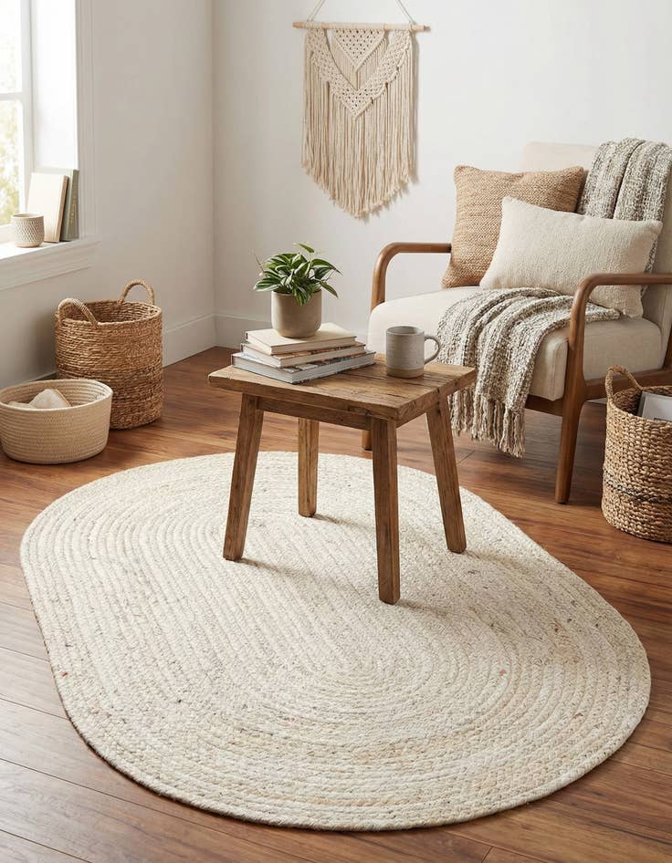 Detail image of  3' 3 x 5' 1  Hand Braided Jute Oval Rug