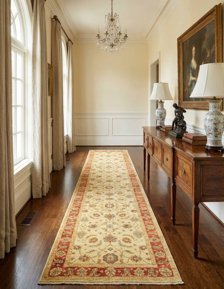 Detail image of 3' 10 x 17' 5 Hand Knotted Peshawar Ziegler Runner Rug