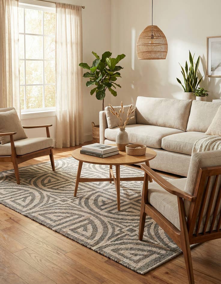 Detail image of 5' 1 x 8'  Hand Woven Chenille Jute Rug