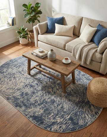 Gray Oasis Oval Rug