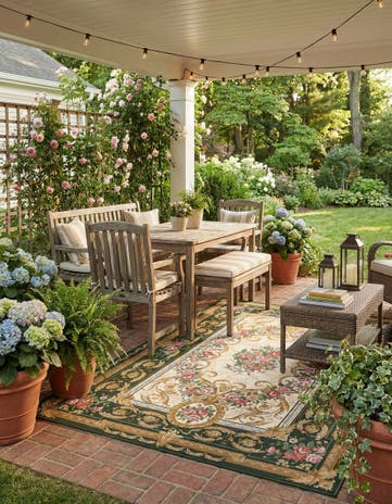 5' x 8' Easy-Clean Traditional Indoor / Outdoor Rug