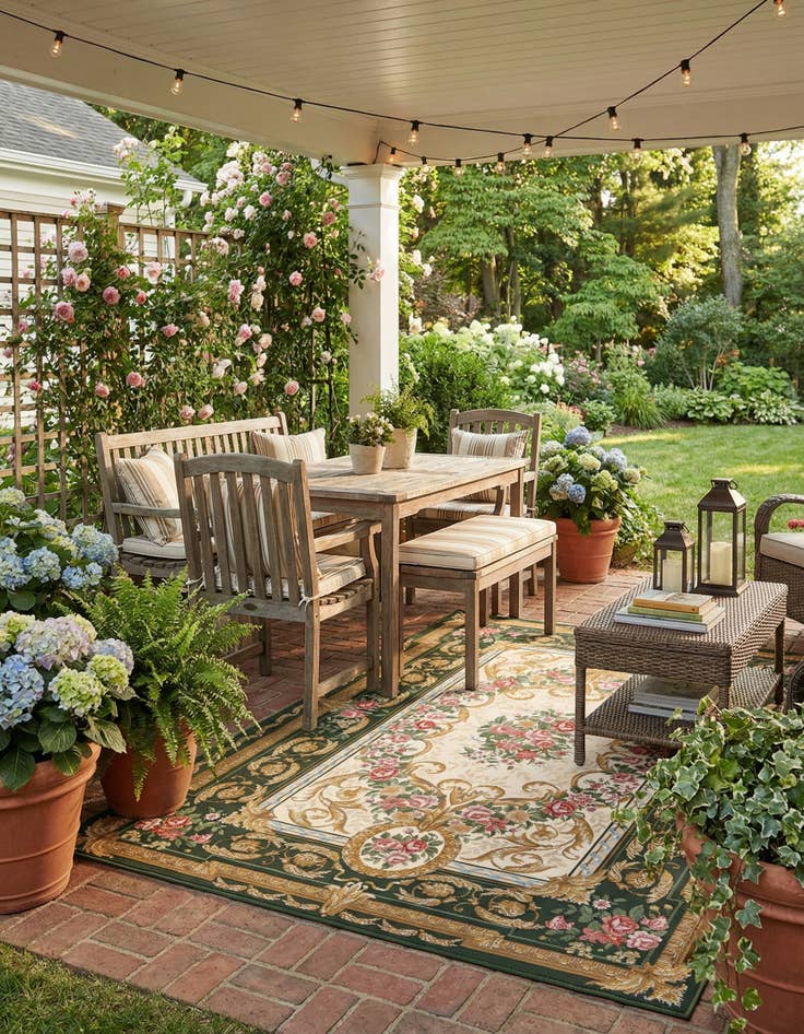 Detail image of 5' x 8'  Washable Traditional Indoor / Outdoor Rug