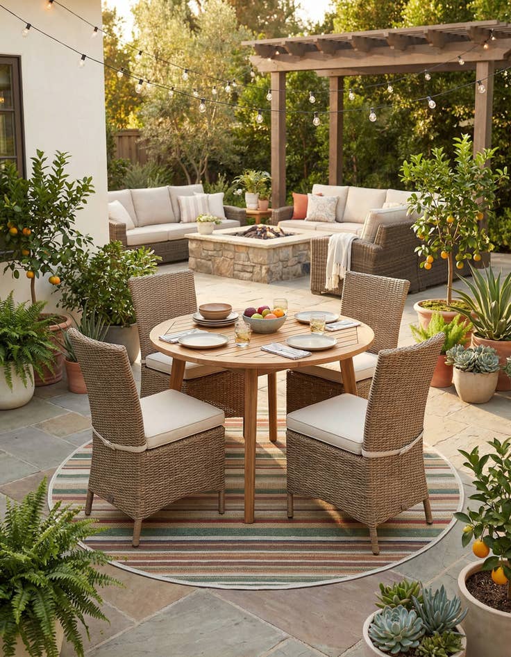 Detail image of  7' 10 x 7' 10  Washable Baja Indoor / Outdoor Round Rug