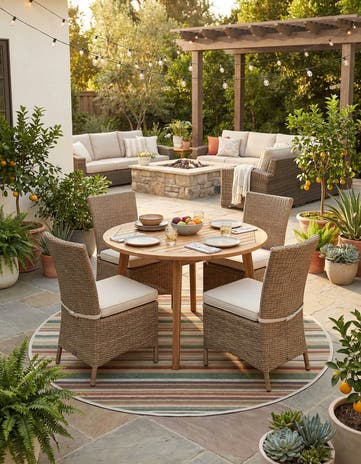 7' 10 x 7' 10 Easy-Clean Baja Indoor / Outdoor Round Rug