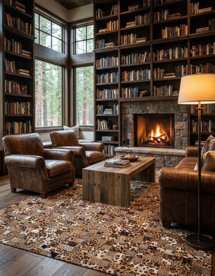 Detail image of 5' 1 x 8' Cowhide Leather Rug