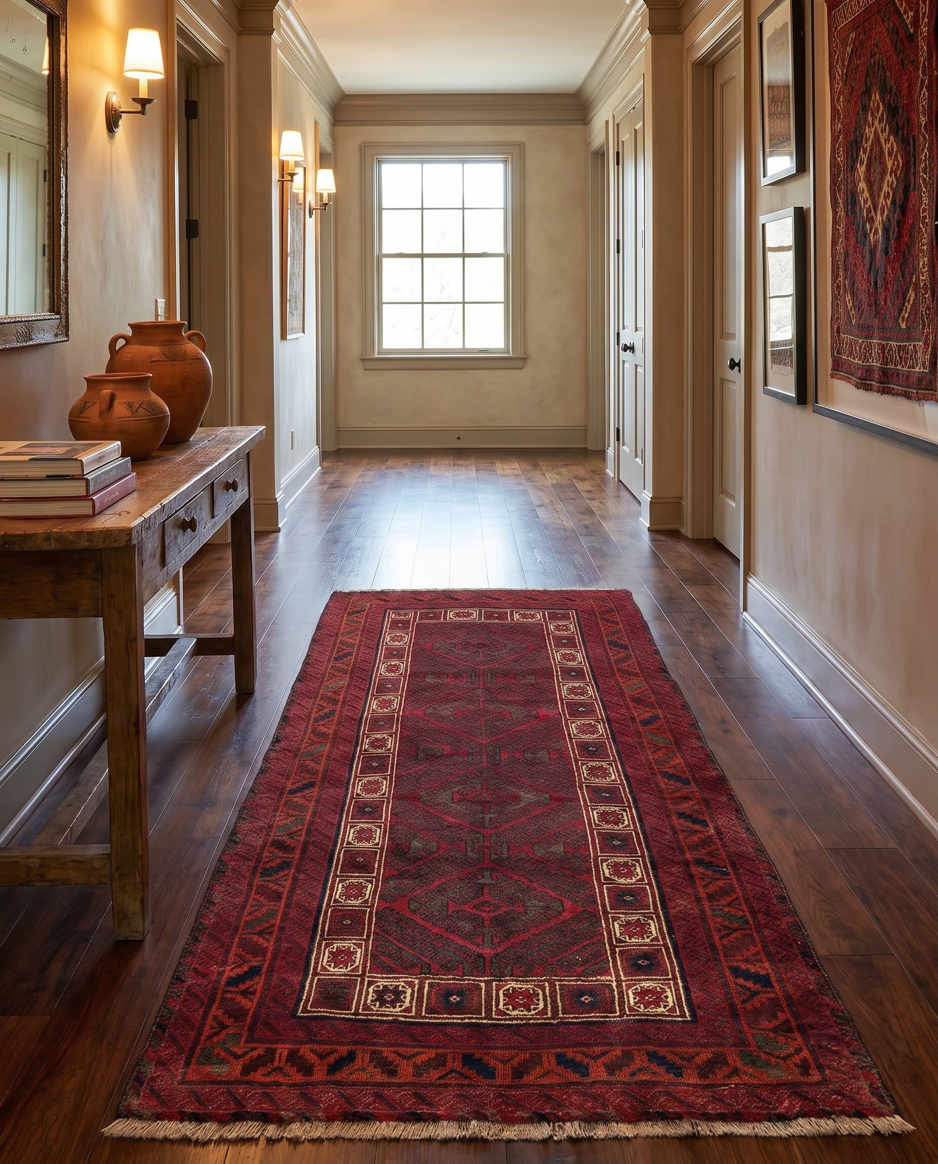 4' 3 x 8' 4 Hand Knotted Balouch Oriental Wool Runner Rug