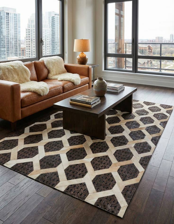 Detail image of  5' 2 x 7' 9 Cowhide Leather Rug